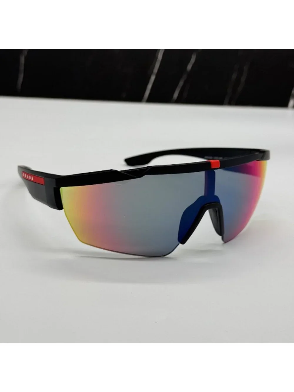 Prada Linea Rossa PS03XS DG008F Men Black Multicolor Sport Sunglasses Authentic